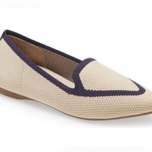 ▶️ Birdies ◀️ Blackbird Eggshell Navy Knit Point Toe SFlats. Size 9 fit like 8
